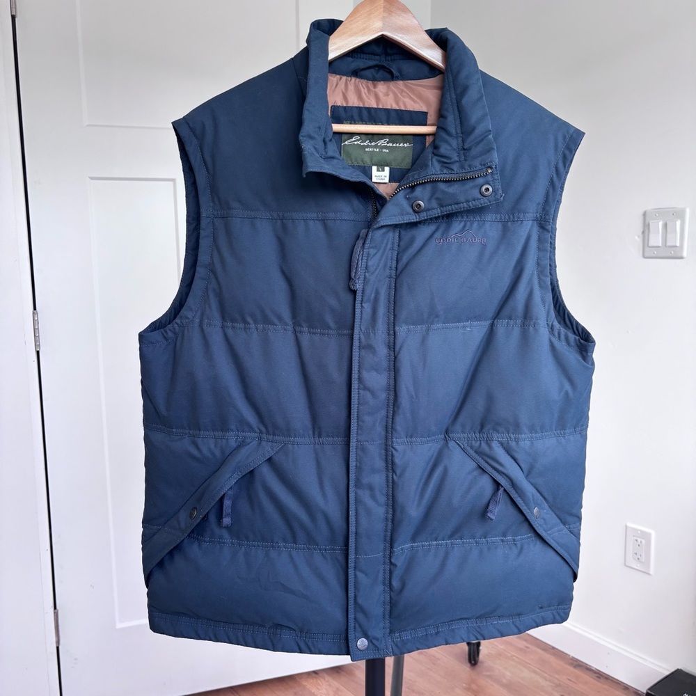 Eddie Bauer EB650 Fill Premium Quality Goose Down Puffer Vest Mens Large *read